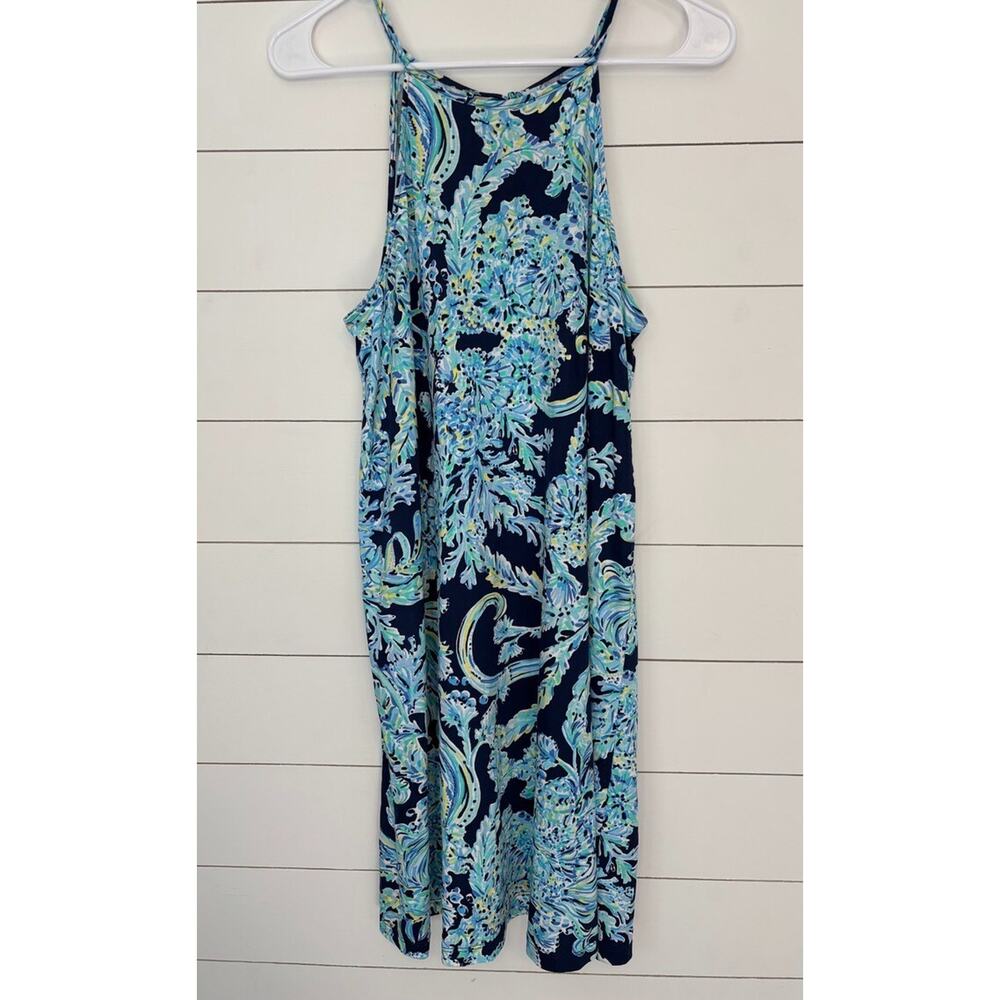 Lilly Pulitzer Dress Small Navy High Tide Scuba Doo Margot Swing‎ Resort Beach - Picture 5 of 8